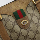 GUCCI GG Supreme Web Sherry Line Boston Bag PVC Beige Gold 40 02 006 Auth 144227-14