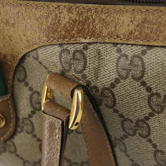 GUCCI GG Supreme Web Sherry Line Boston Bag PVC Beige Gold 40 02 006 Auth 144227