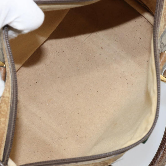 GUCCI GG Supreme Web Sherry Line Boston Bag PVC Beige Gold 40 02 006 Auth 144227