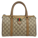 GUCCI GG Supreme Web Sherry Line Boston Bag PVC Beige Gold 40 02 006 Auth 144227-2