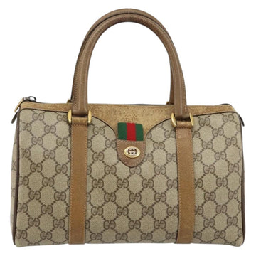 GUCCI GG Supreme Web Sherry Line Boston Bag PVC Beige Gold 40 02 006 Auth 144227 - 0