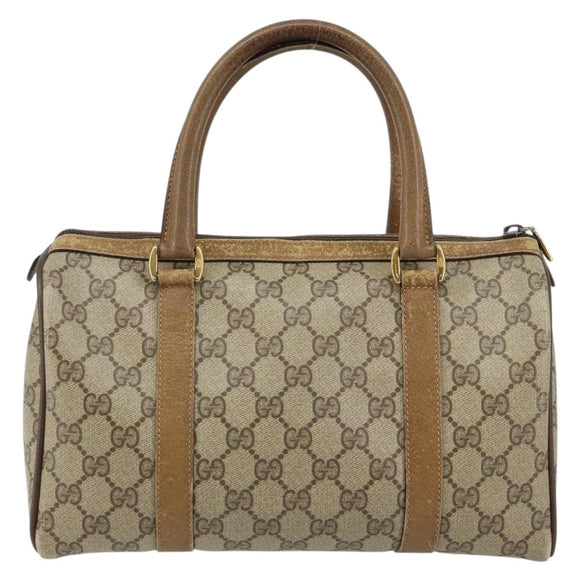 GUCCI GG Supreme Web Sherry Line Boston Bag PVC Beige Gold 40 02 006 Auth 144227