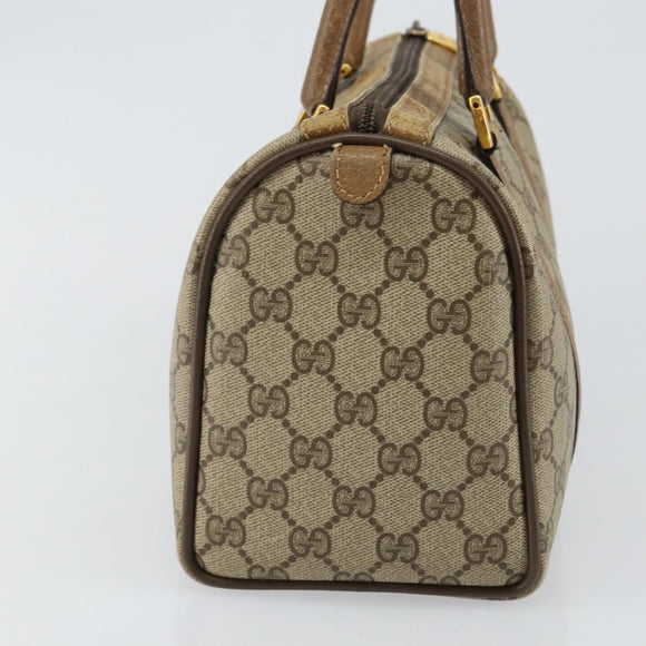 GUCCI GG Supreme Web Sherry Line Boston Bag PVC Beige Gold 40 02 006 Auth 144227