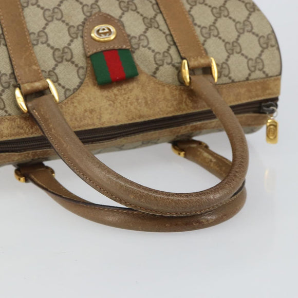GUCCI GG Supreme Web Sherry Line Boston Bag PVC Beige Gold 40 02 006 Auth 144227