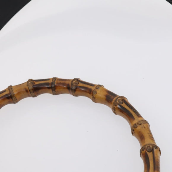 GUCCI Bamboo Shoulder Bag Suede 2way Black Gold 001 1577 Auth 144229