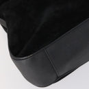 GUCCI Bamboo Shoulder Bag Suede 2way Black Gold 001 1577 Auth 144229-15
