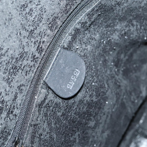 GUCCI Bamboo Shoulder Bag Suede 2way Black Gold 001 1577 Auth 144229