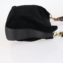 GUCCI Bamboo Shoulder Bag Suede 2way Black Gold 001 1577 Auth 144229-4