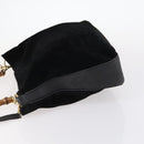 GUCCI Bamboo Shoulder Bag Suede 2way Black Gold 001 1577 Auth 144229-5