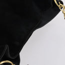 GUCCI Bamboo Shoulder Bag Suede 2way Black Gold 001 1577 Auth 144229-6