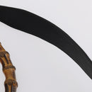 GUCCI Bamboo Shoulder Bag Suede 2way Black Gold 001 1577 Auth 144229-8