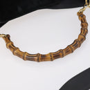 GUCCI Bamboo Shoulder Bag Suede 2way Black Gold 001 1577 Auth 144229-9