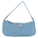PRADA Accessory Pouch Nylon Light Blue Silver Auth 144231-1