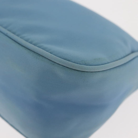 PRADA Accessory Pouch Nylon Light Blue Silver Auth 144231