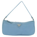 PRADA Accessory Pouch Nylon Light Blue Silver Auth 144231-2