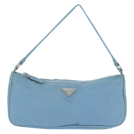 PRADA Accessory Pouch Nylon Light Blue Silver Auth 144231 - 0