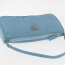 PRADA Accessory Pouch Nylon Light Blue Silver Auth 144231-6