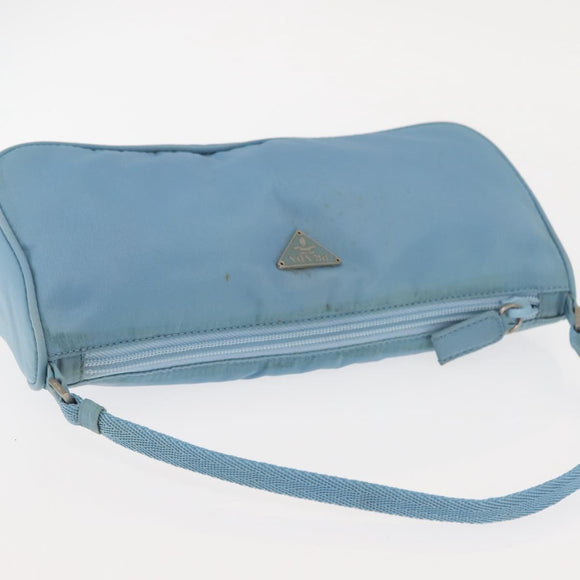 PRADA Accessory Pouch Nylon Light Blue Silver Auth 144231
