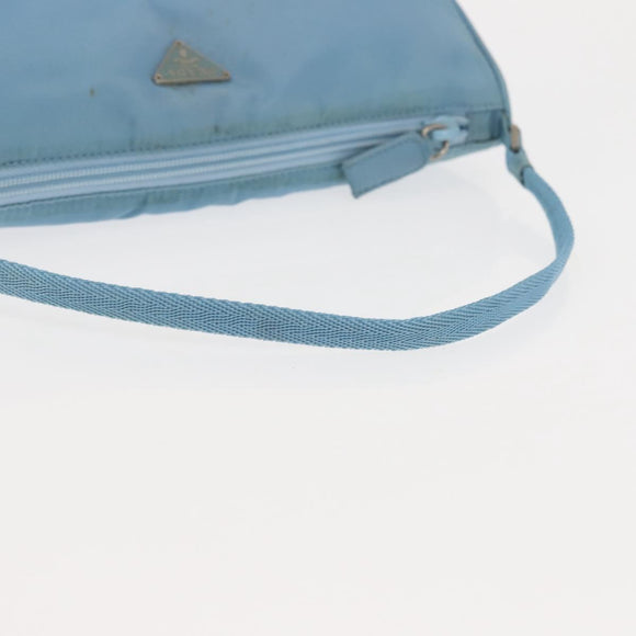 PRADA Accessory Pouch Nylon Light Blue Silver Auth 144231