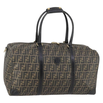 FENDI Zucca Canvas Boston Bag PVC Black Brown Auth 144233