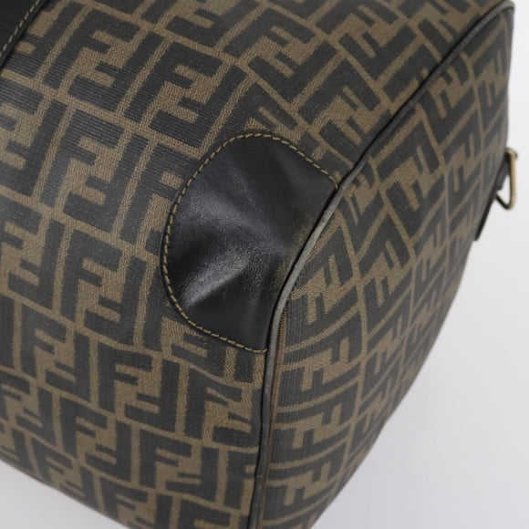 FENDI Zucca Canvas Boston Bag PVC Black Brown Auth 144233