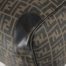 FENDI Zucca Canvas Boston Tas PVC Zwart Bruin Auth 144233-16
