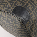 FENDI Zucca Canvas Boston Tas PVC Zwart Bruin Auth 144233-9