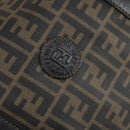 FENDI Zucca Canvas Boston Tas PVC Zwart Bruin Auth 144233-17