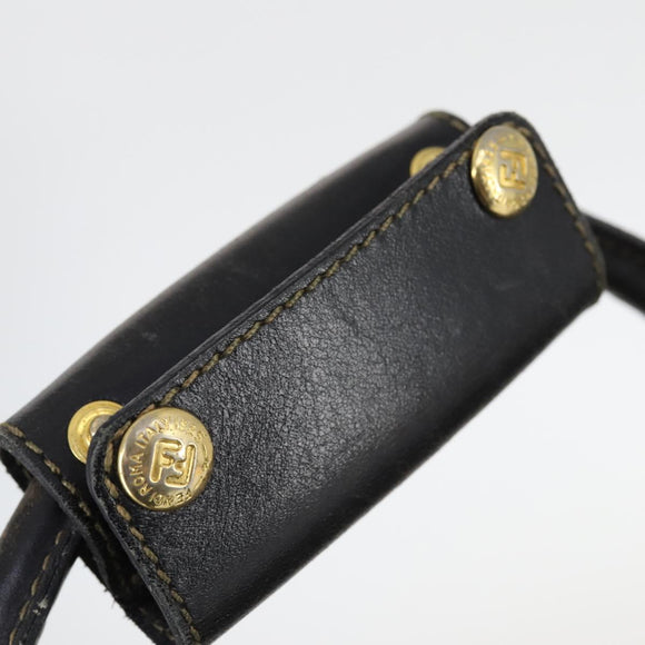 FENDI Zucca Canvas Boston Tas PVC Zwart Bruin Auth 144233