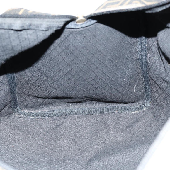 FENDI Zucca Canvas Boston Bag PVC Black Brown Auth 144233