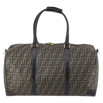 FENDI Zucca Canvas Boston Bag PVC Black Brown Auth 144233 - 0
