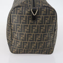FENDI Zucca Canvas Boston Tas PVC Zwart Bruin Auth 144233-3