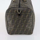 FENDI Zucca Canvas Boston Tas PVC Zwart Bruin Auth 144233-4