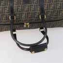 FENDI Zucca Canvas Boston Tas PVC Zwart Bruin Auth 144233-7