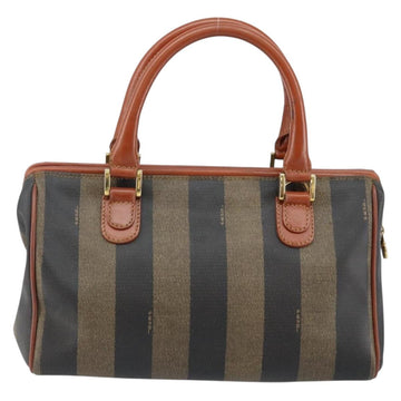 FENDI Pecan Canvas Hand Bag PVC Black Brown Auth 144247 - 0