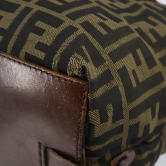 FENDI Zucca Canvas Hand Bag Black Brown Auth 144248