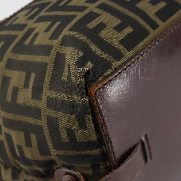 FENDI Zucca Canvas Hand Bag Black Brown Auth 144248