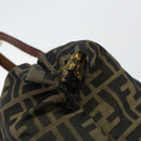 FENDI Zucca Canvas Hand Bag Black Brown Auth 144248-9