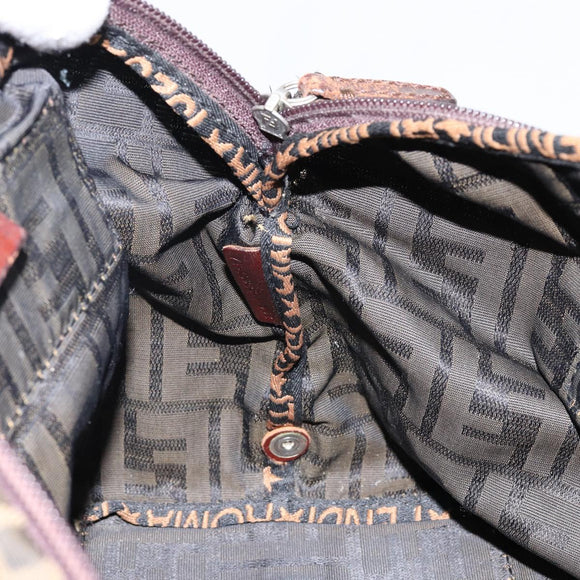 FENDI Zucca Canvas Hand Bag Black Brown Auth 144248