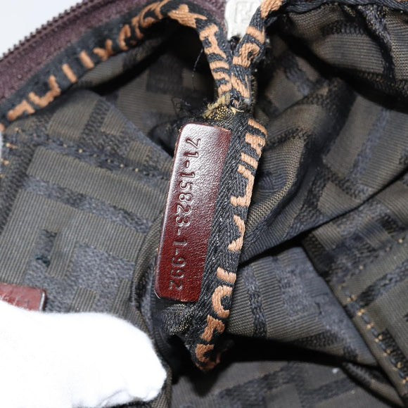 FENDI Zucca Canvas Hand Bag Black Brown Auth 144248