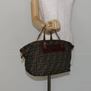 FENDI Zucca Canvas Hand Bag Black Brown Auth 144248-22