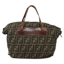 FENDI Zucca Canvas Hand Bag Black Brown Auth 144248-2