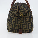 FENDI Zucca Canvas Hand Bag Black Brown Auth 144248-4