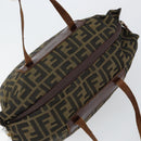 FENDI Zucca Canvas Hand Bag Black Brown Auth 144248-6