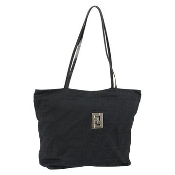 FENDI Zucca Canvas Tote Bag Black Silver Auth 144249