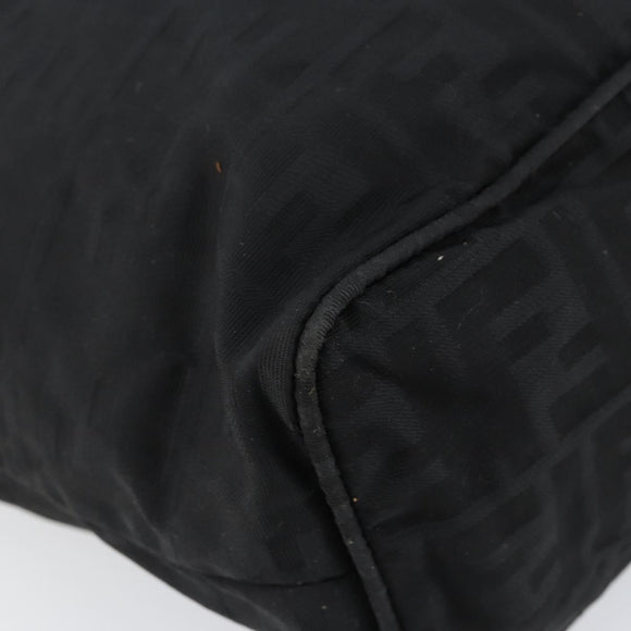 FENDI Zucca Canvas Tote Bag Black Silver Auth 144249