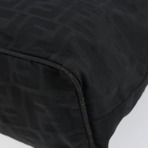 FENDI Zucca Canvas Tote Bag Black Silver Auth 144249