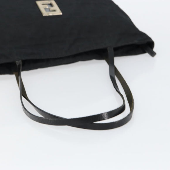 FENDI Zucca Canvas Tote Bag Black Silver Auth 144249