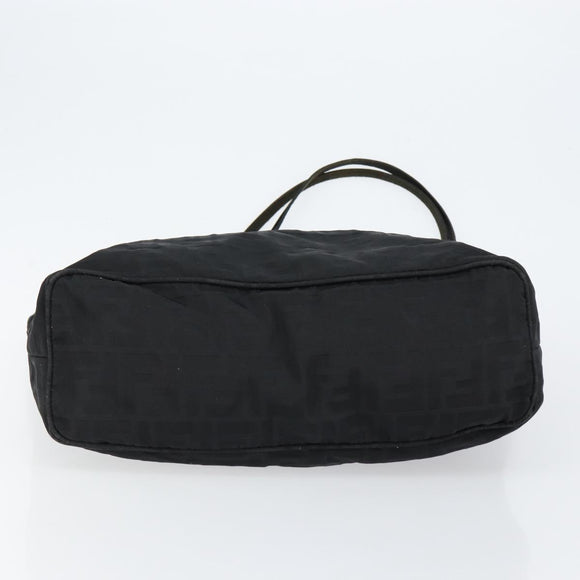 FENDI Zucca Canvas Tote Bag Black Silver Auth 144249