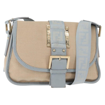 FENDI Zucca Canvas Shoulder Bag Beige Gold Auth 144250